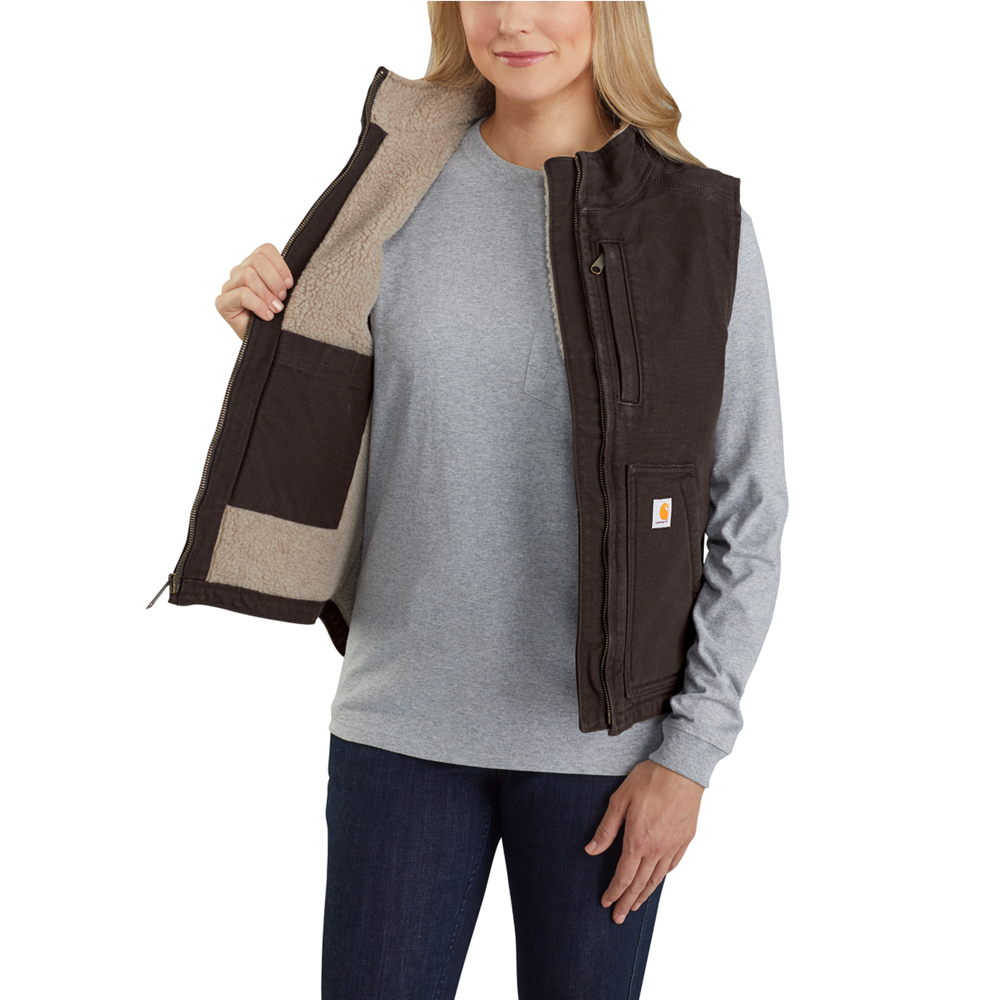 Carhartt Women’s Washed Duck Sherpa-Lined Mock Neck Vest – 104224