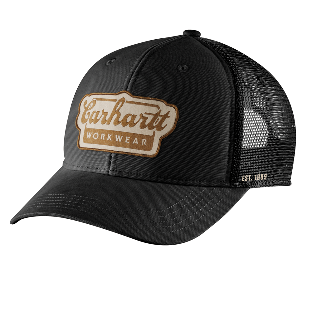 Carhartt Rugged Flex Twill Mesh Back Script Patch Cap - BLACK