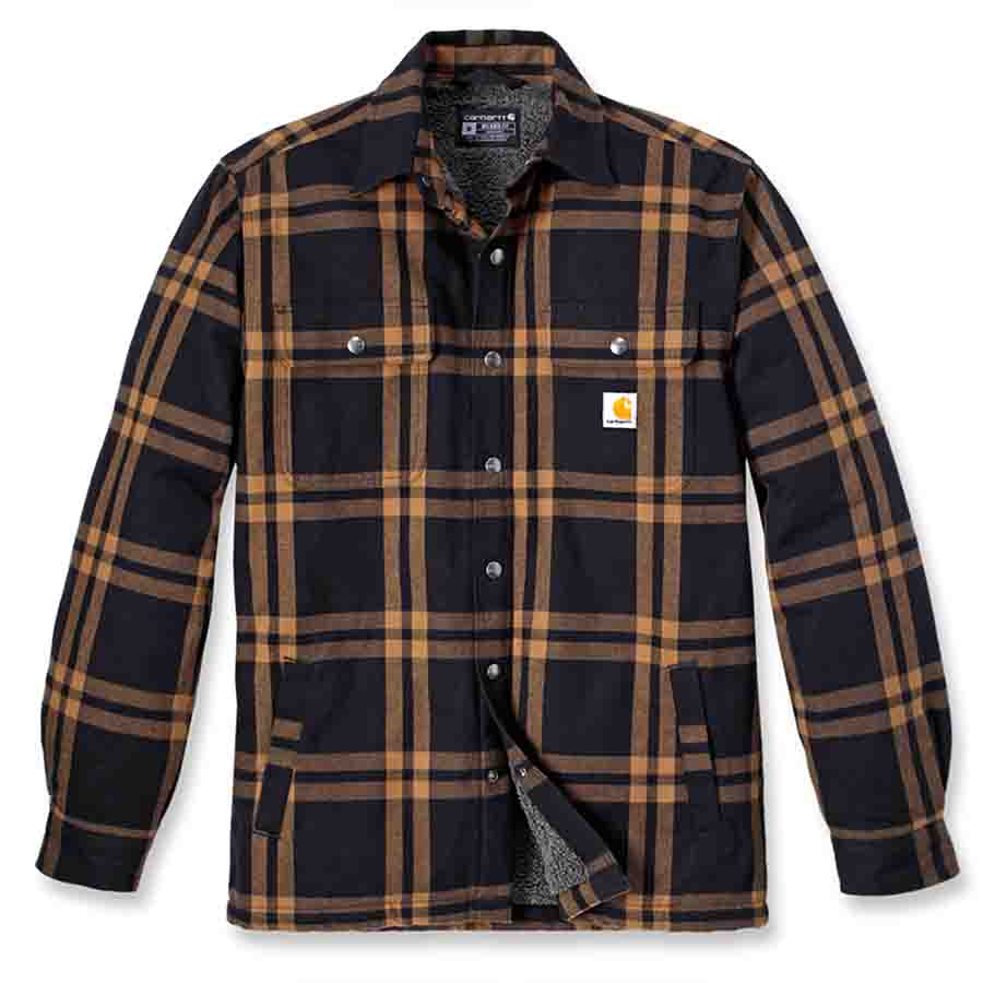 Carhartt RELAXED FIT HEAVYWEIGHT FLANNEL SHERPA LINED Shirtjac - BROWN