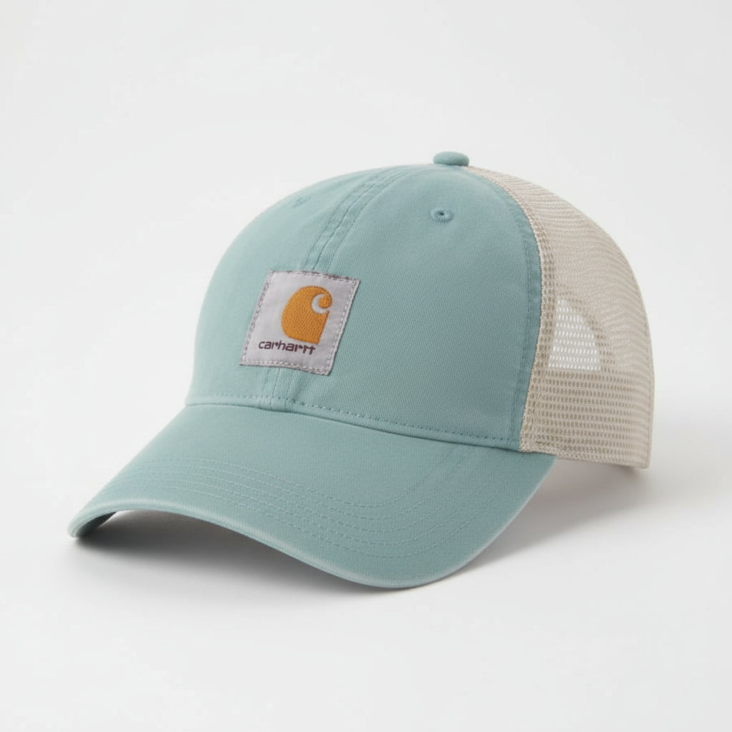 Light blue cap with Carhartt logo on a white background