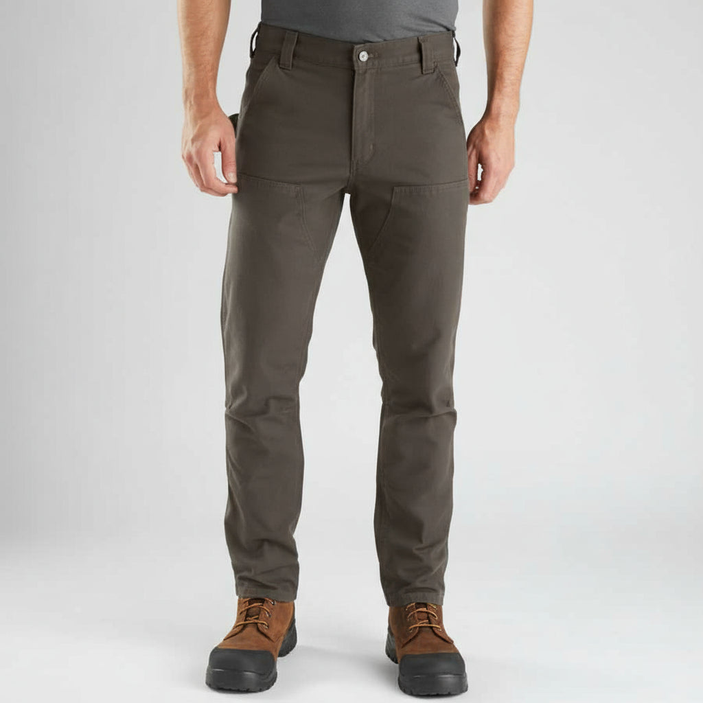 Person wearing green pants on a white background