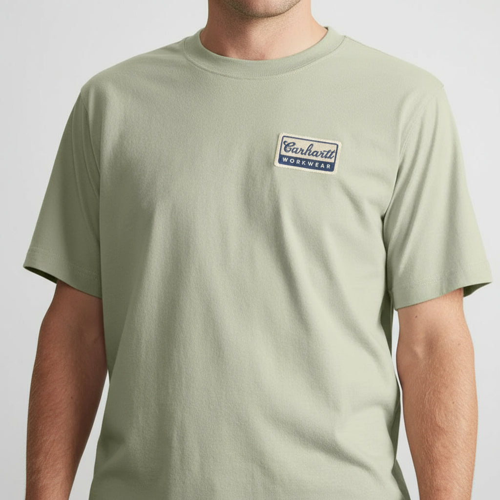 Light green t-shirt with Carhartt Workwear logo on a white background
