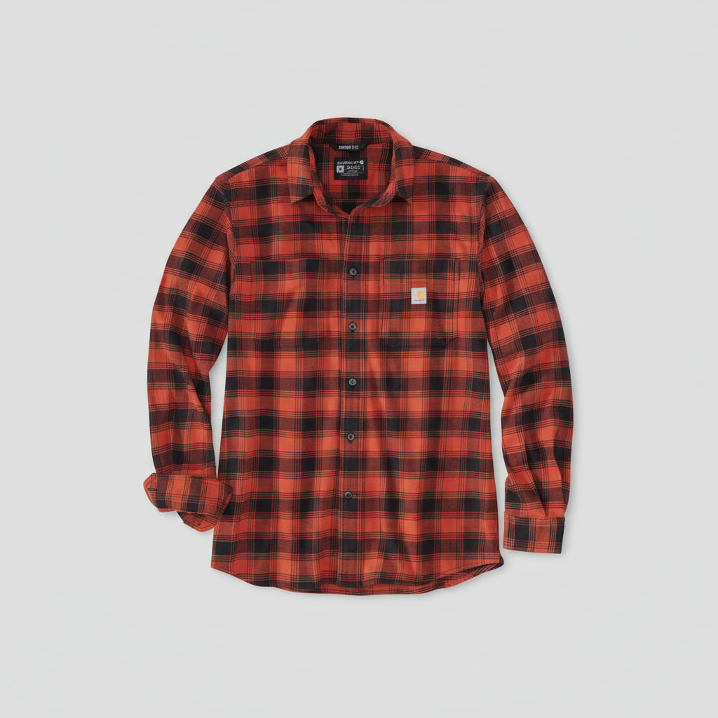 Red and black plaid shirt on a white background
