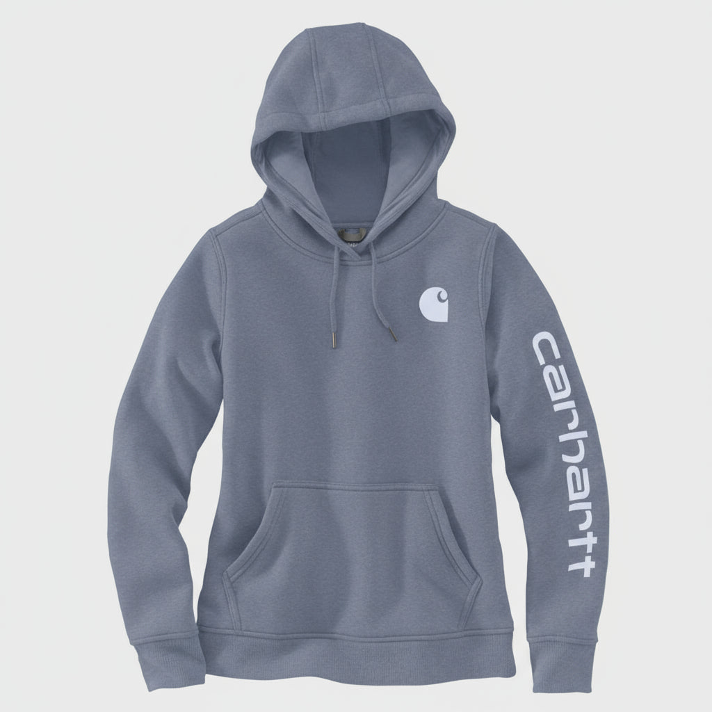 Gray hoodie with Carhartt logo on a white background