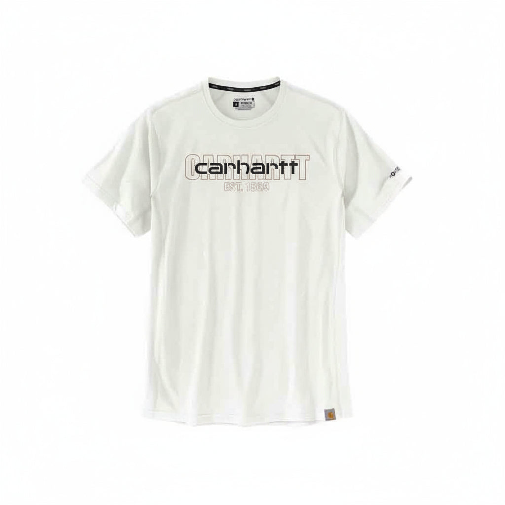 White t-shirt with Carhartt logo on a white background
