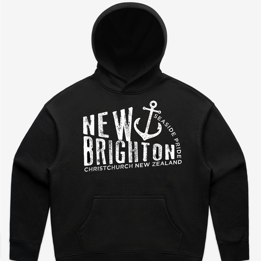 Women's custom relax hoodie - New Brighton Script 1 - BLACK