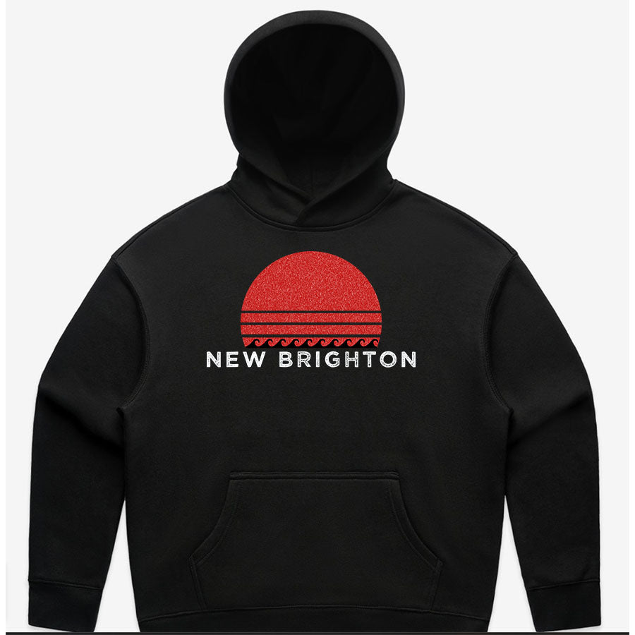 Women's custom relax hoodie - New Brighton Sun 1 - BLACK