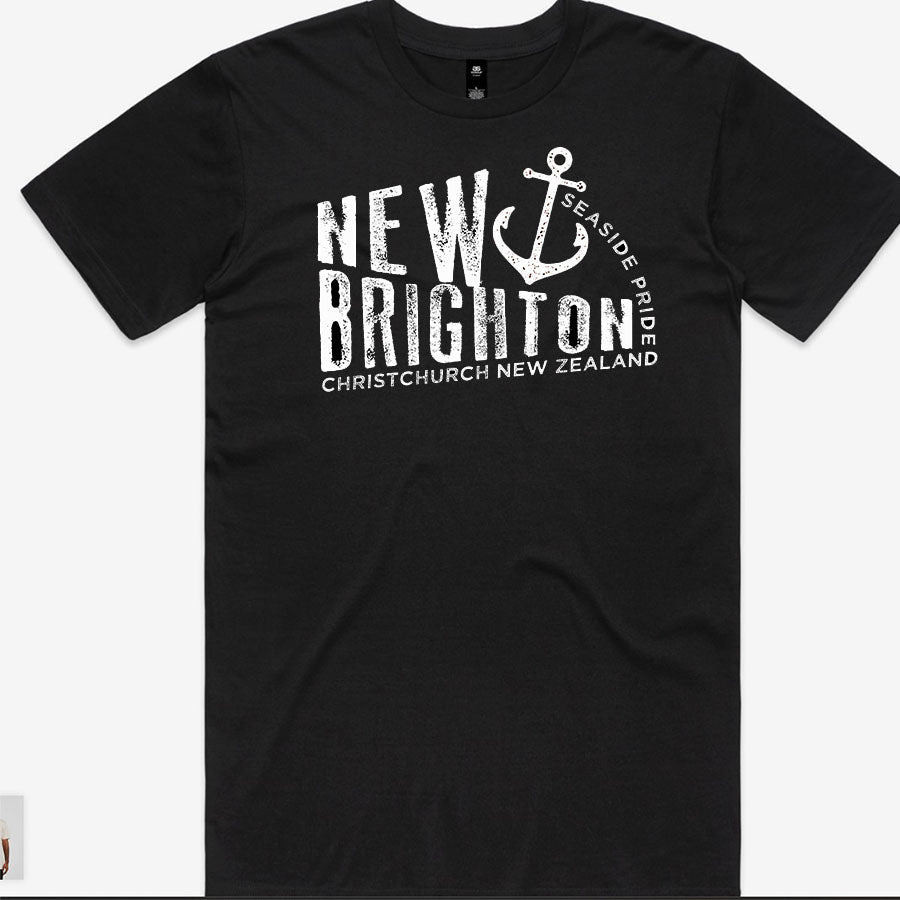 Men's custom tee - New Brighton Script 1 - BLACK