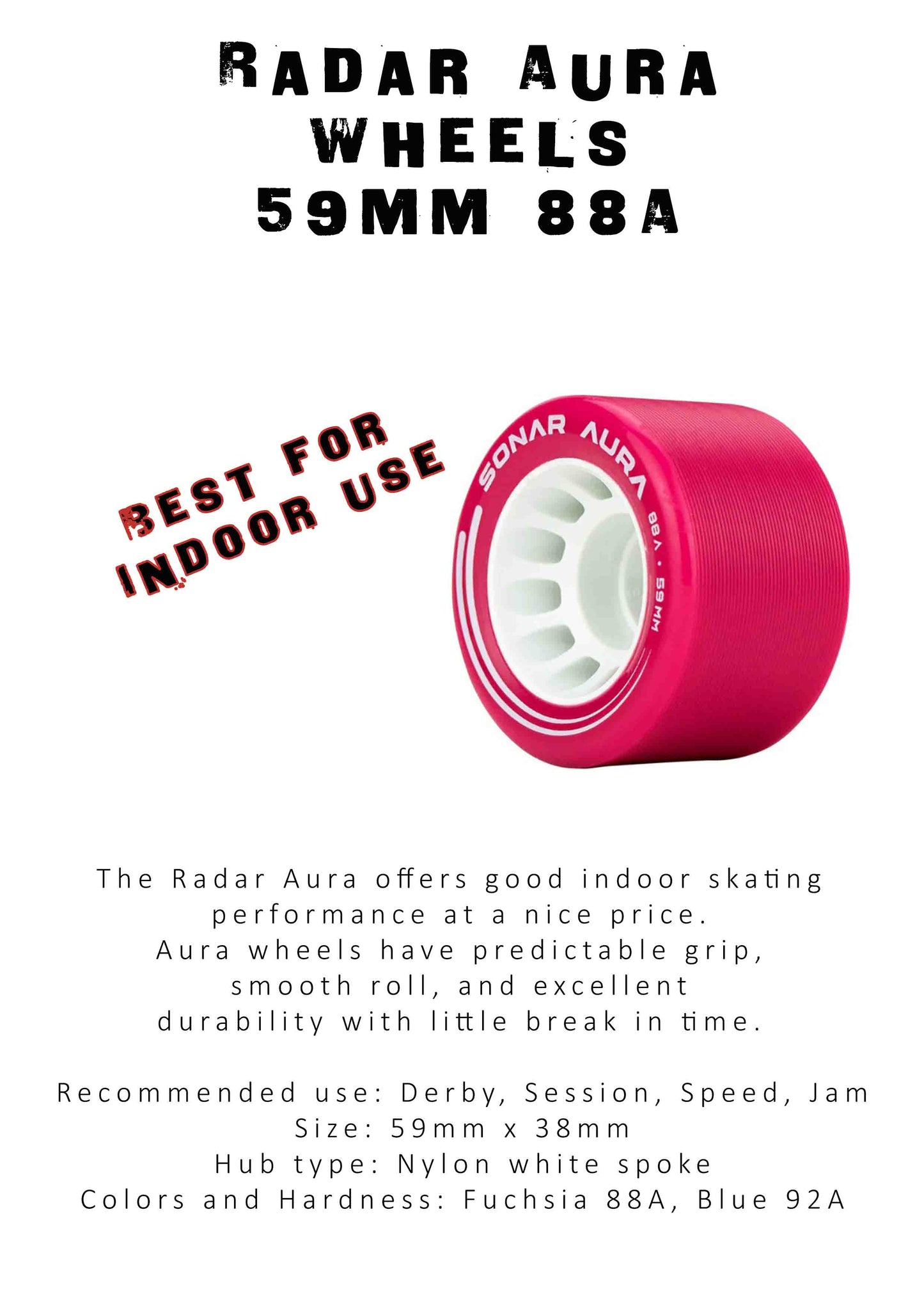 Radar Aura Wheels – 59mm 88A - RED - X4
