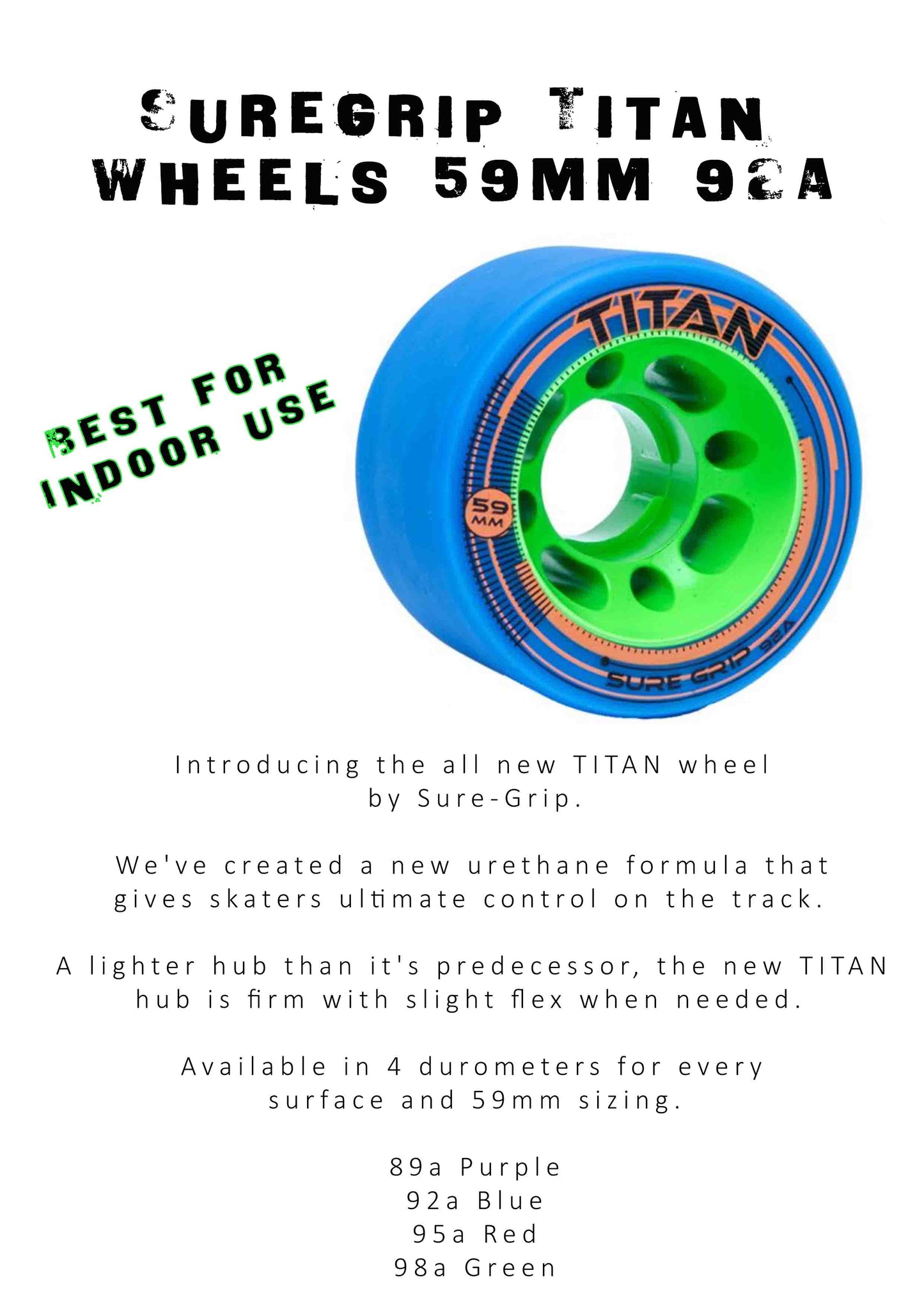 Sure-Grip Titan Wheels - 62MM - PURPLE - X4
