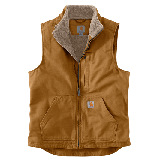 Carhartt Washed Duck Sherpa Lined Mock Neck Vest 104277 - BROWN
