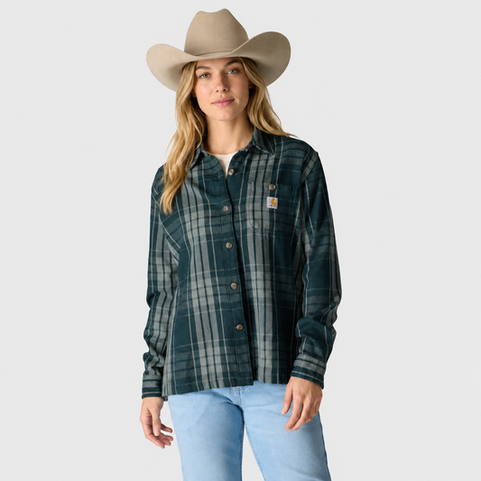 Carhartt Women's Loose Fit Twill Plaid Shirt – 107136 - GREEN