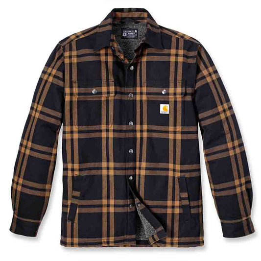 Carhartt RELAXED FIT HEAVYWEIGHT FLANNEL SHERPA LINED Shirtjac - BROWN