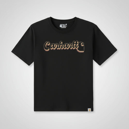 Black t-shirt with Carhartt logo on a white background