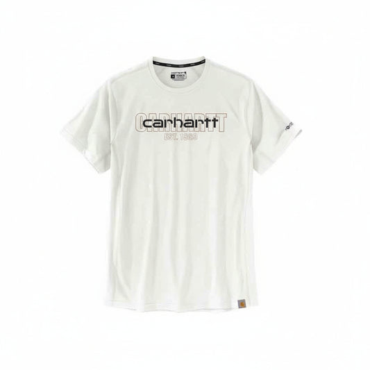 White t-shirt with Carhartt logo on a white background