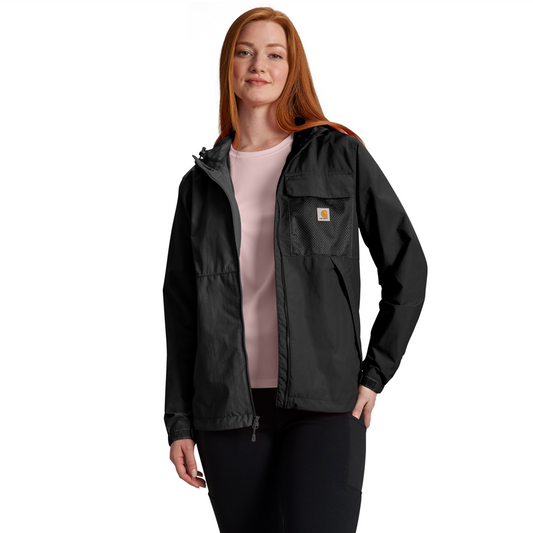 Woman wearing a black jacket on a white background jacket 106904