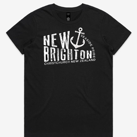 Women's custom tee - New Brighton Script 1 - BLACK