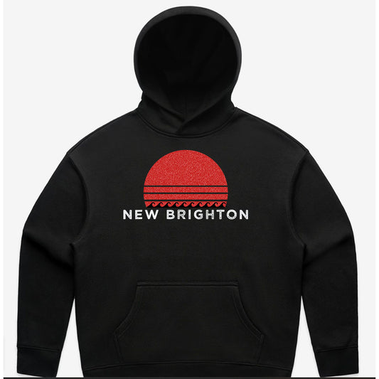 Women's custom relax hoodie - New Brighton Sun 1 - BLACK