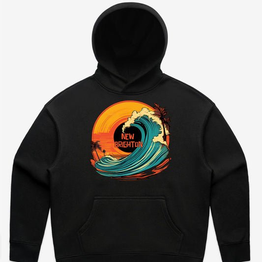 Women's custom relax hoodie - New Brighton Wave 2 - BLACK