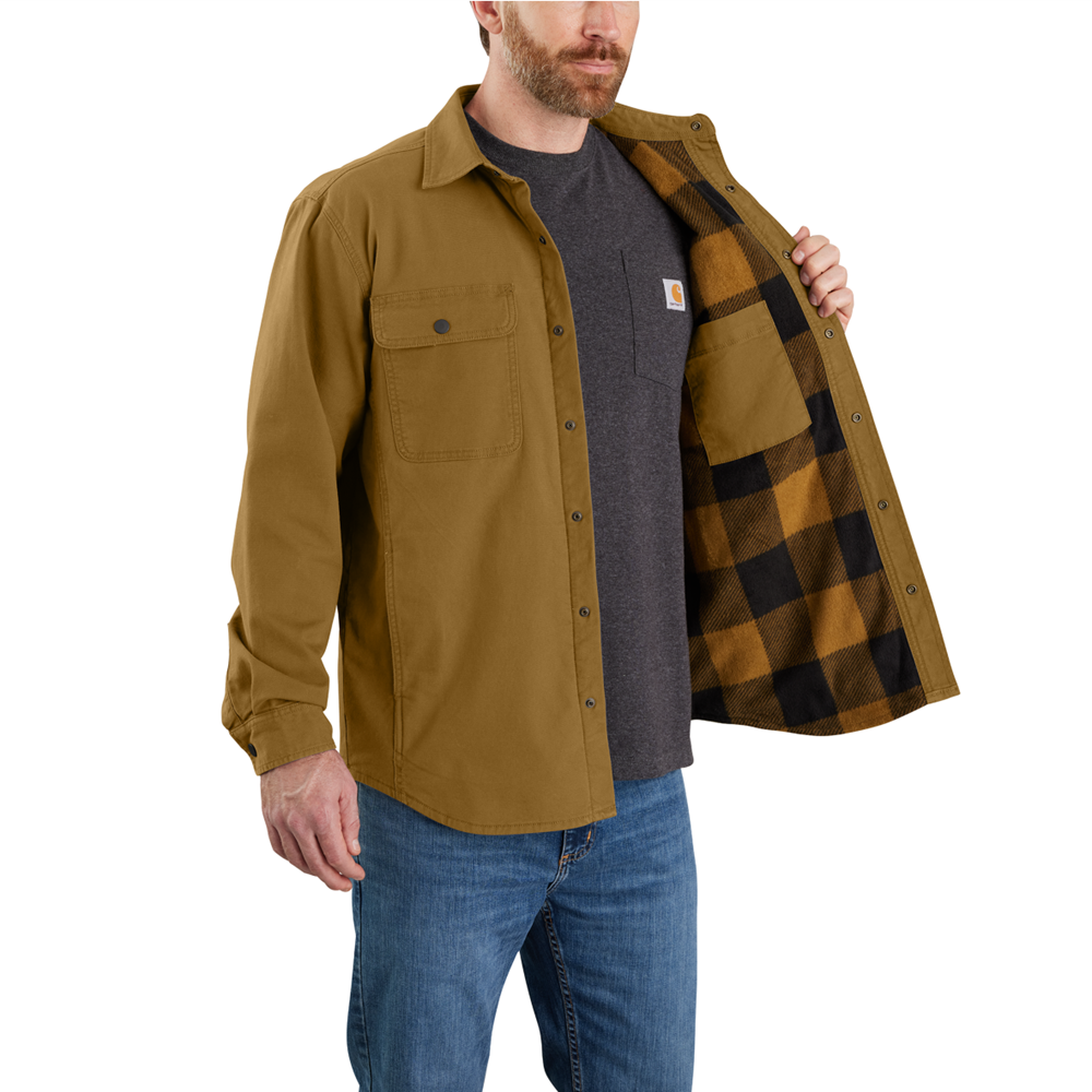 Carhartt Windham Shirt Jac 105419 | Rugged Flex Canvas Fleece-Lined Jacket - BROWN