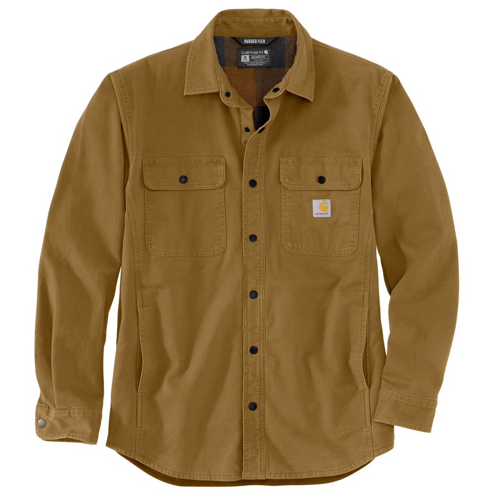 Carhartt Windham Shirt Jac 105419 | Rugged Flex Canvas Fleece-Lined Jacket - BROWN