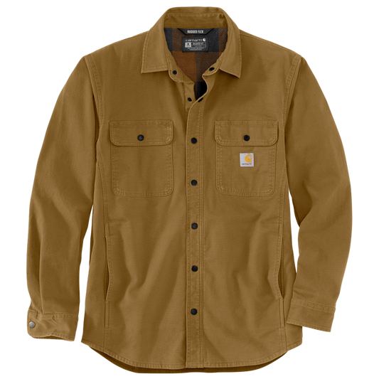 Carhartt Windham Shirt Jac 105419 | Rugged Flex Canvas Fleece-Lined Jacket - BROWN