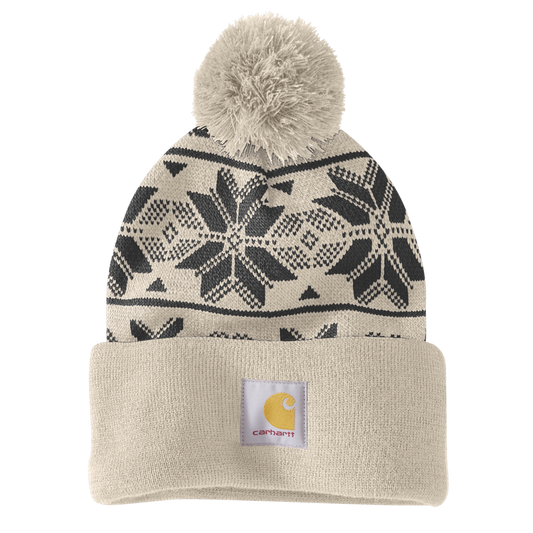 Carhartt Knit Pom Jacquard Beanie – Oat