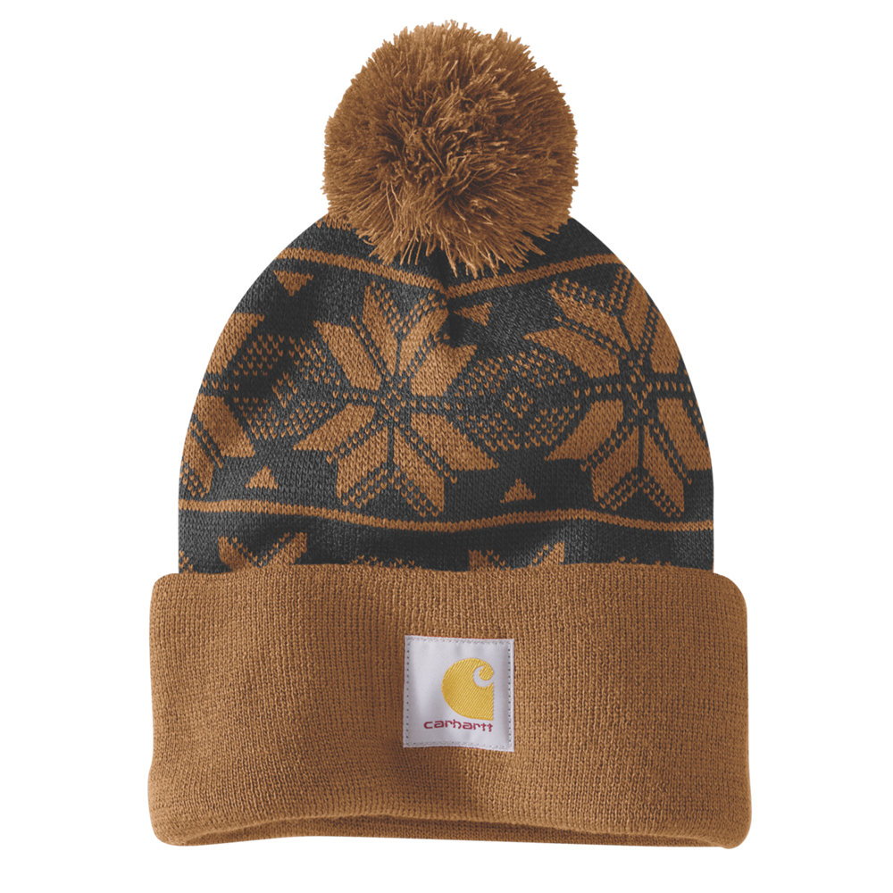 Carhartt Knit Pom Jacquard Beanie – Brown