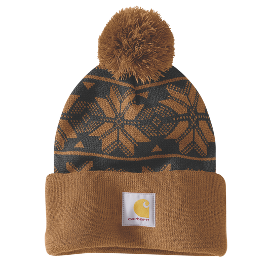 Carhartt Knit Pom Jacquard Beanie – Brown