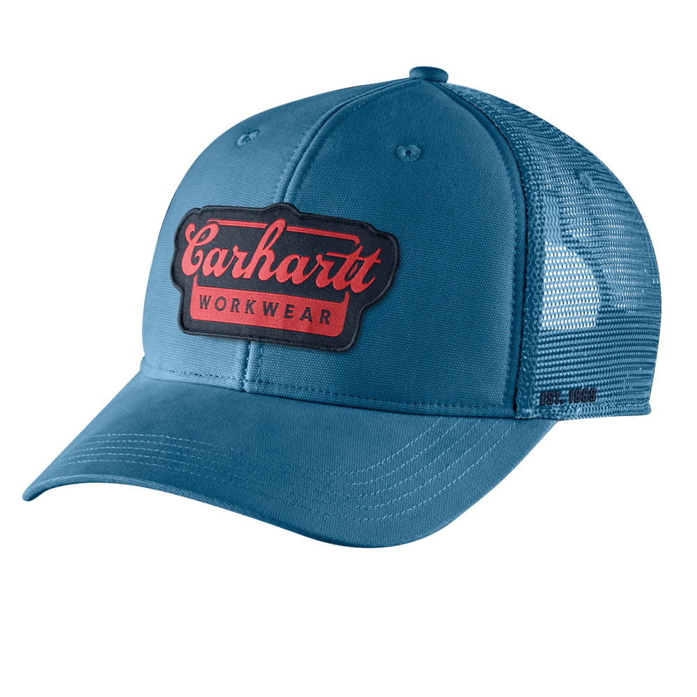 Carhartt Rugged Flex Twill Mesh Back Script Patch Cap - Dark Tranquil Blue