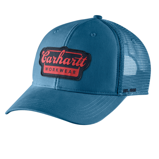 Carhartt Rugged Flex Twill Mesh Back Script Patch Cap - Dark Tranquil Blue