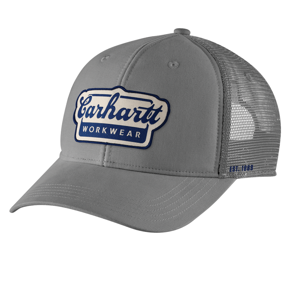 Carhartt Rugged Flex Twill Mesh Back Script Patch Cap - Steel