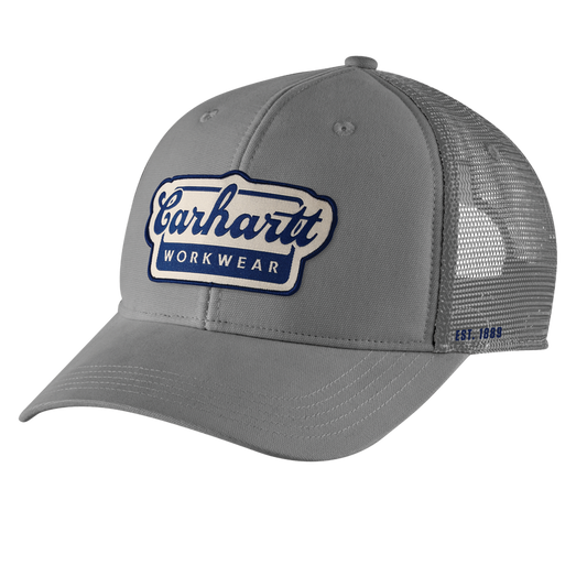 Carhartt Rugged Flex Twill Mesh Back Script Patch Cap - Steel