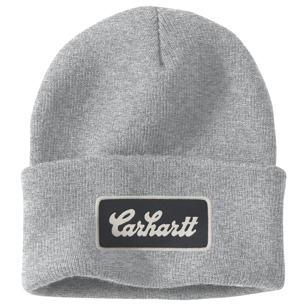 Carhartt Knit Cuffed Script Patch Beanie – Heather Gray
