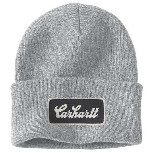 Carhartt Knit Cuffed Script Patch Beanie – Heather Gray