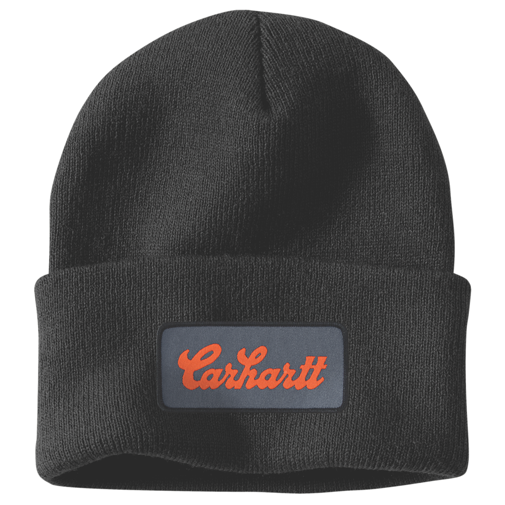 Carhartt Knit Cuffed Script Patch Beanie – Black