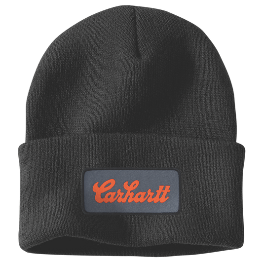 Carhartt Knit Cuffed Script Patch Beanie – Black