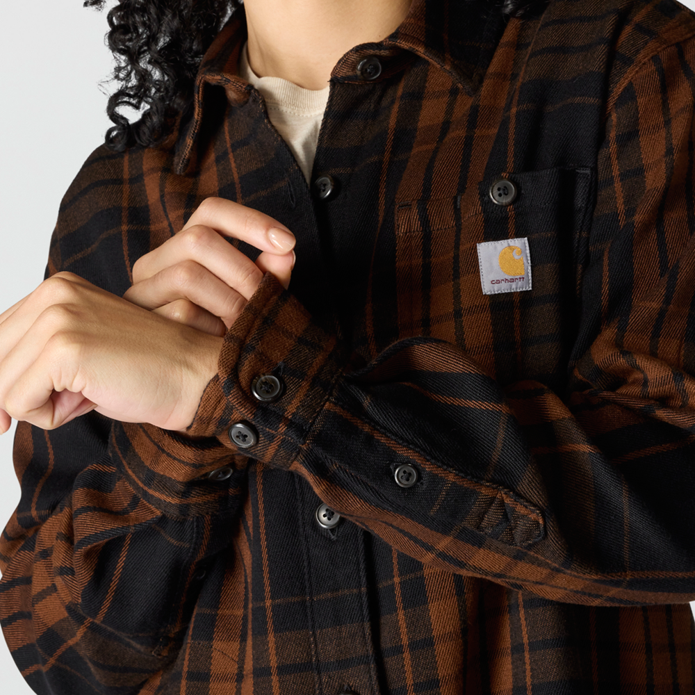 Carhartt Women's Loose Fit Twill Plaid Shirt – 107136 - Black/Brown