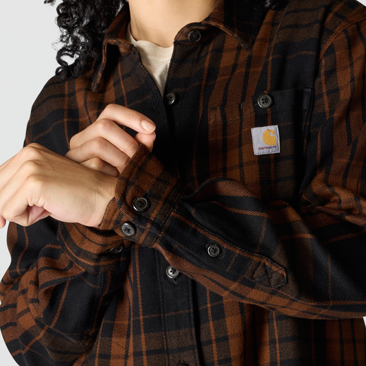 Carhartt Women's Loose Fit Twill Plaid Shirt – 107136 - Black/Brown