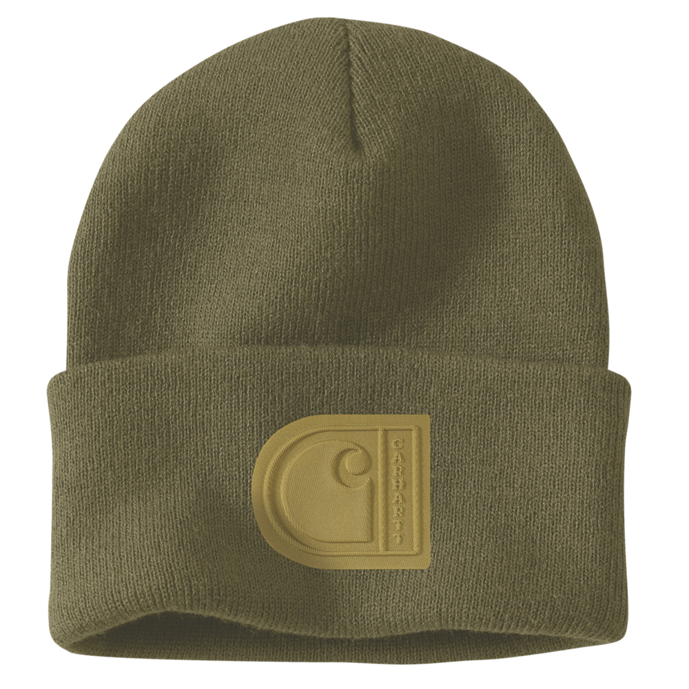 Carhartt Knit Cuffed C Patch Beanie – Dark Bronzed Green