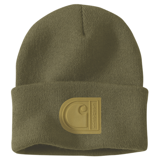 Carhartt Knit Cuffed C Patch Beanie – Dark Bronzed Green
