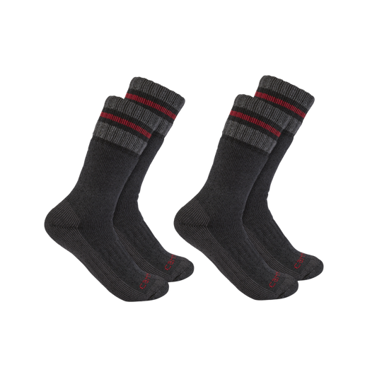 Carhartt Heavyweight Synthetic Wool Blend Boot Sock 2 Pack - Black  - SB7742 - Men's
