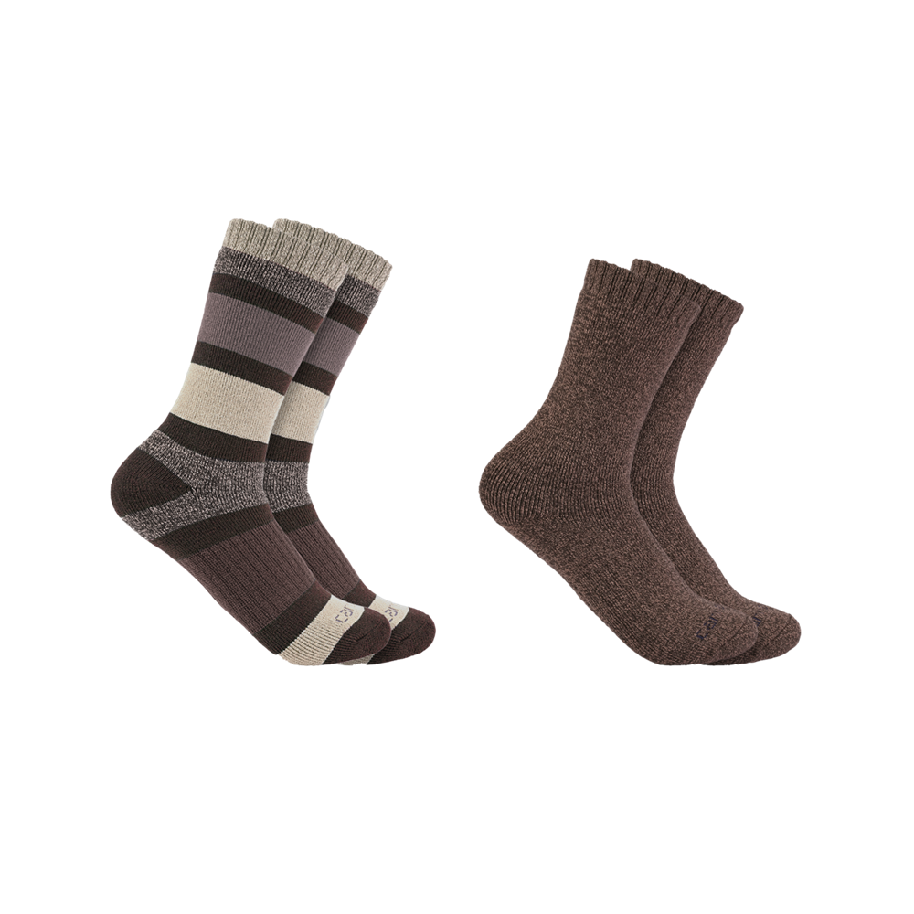 Carhartt Heavyweight Crew Sock 2 Pack – SC3152 - Women’s Multi-colored Gray/Stripe