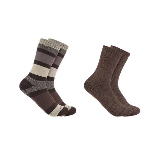 Carhartt Heavyweight Crew Sock 2 Pack – SC3152 - Women’s Multi-colored Gray/Stripe