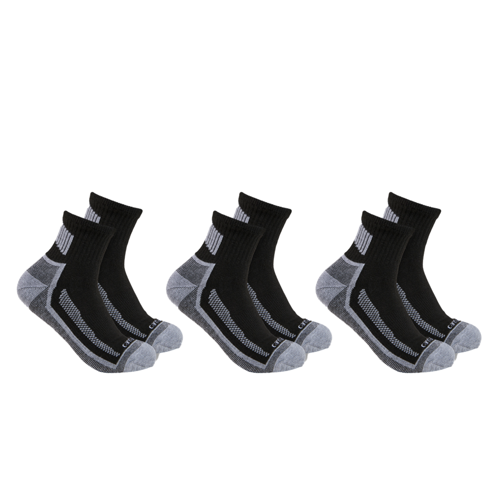 Carhartt FORCE Midweight Quarter Sock 3 Pack – SQ5283M -Black - Men's