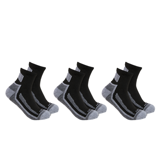 Carhartt FORCE Midweight Quarter Sock 3 Pack – SQ5283M -Black - Men's