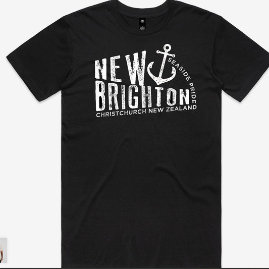 Men's custom tee - New Brighton Script 1 - BLACK