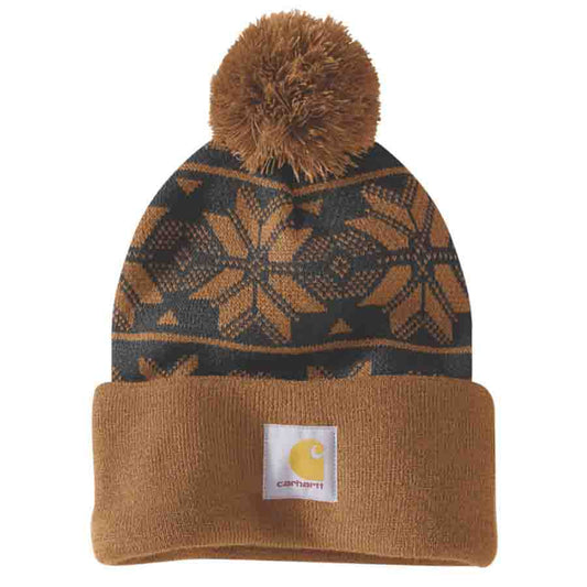 Carhartt Knit Pom Jacquard Beanie - BROWN