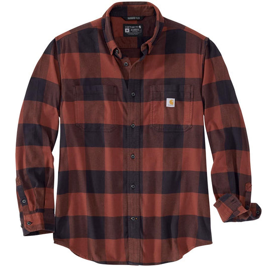 Carhartt Relaxed Fit Stretch Plaid Flannel Shirt - MINERAL RED Checkered
