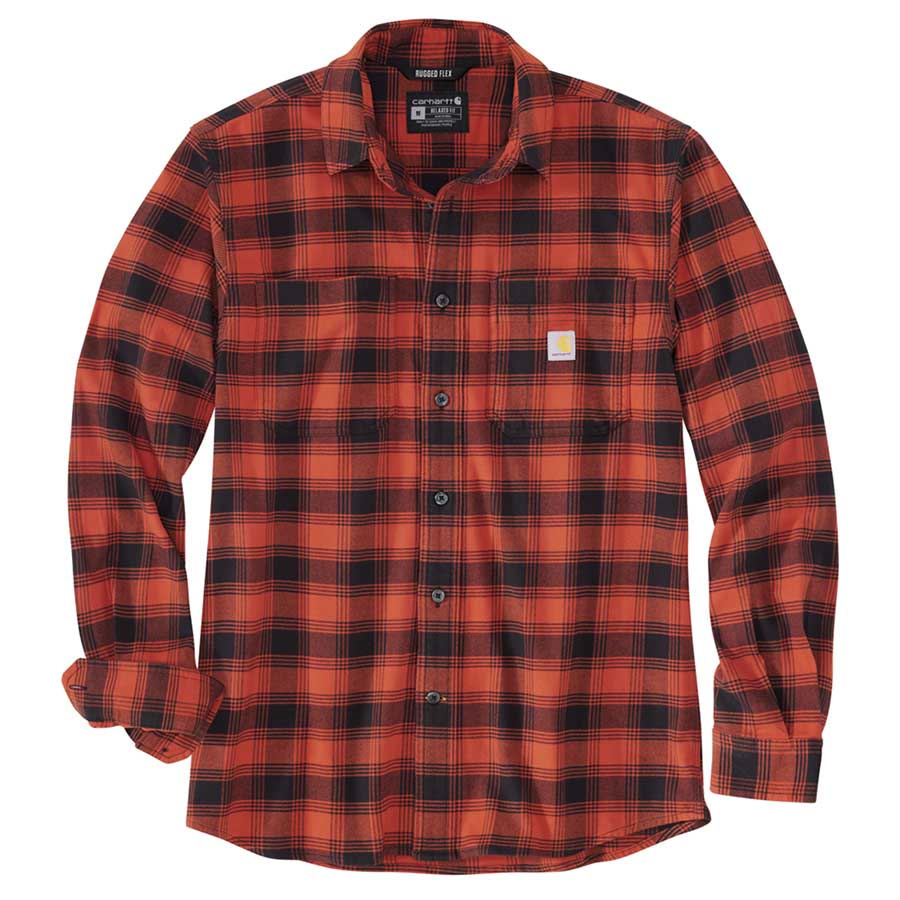 Carhartt Relaxed Fit Stretch Flannel Shirt Midweight - RED OCHRE